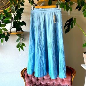 VTG nwt Giorgio Fellini a-line blue and black striped flowy midi skirt